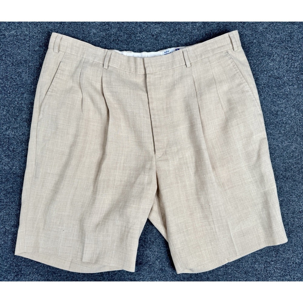 Trimingham's Bermuda Linen Blend Men's Shorts Tan Vintage Size 40 Irish Linen